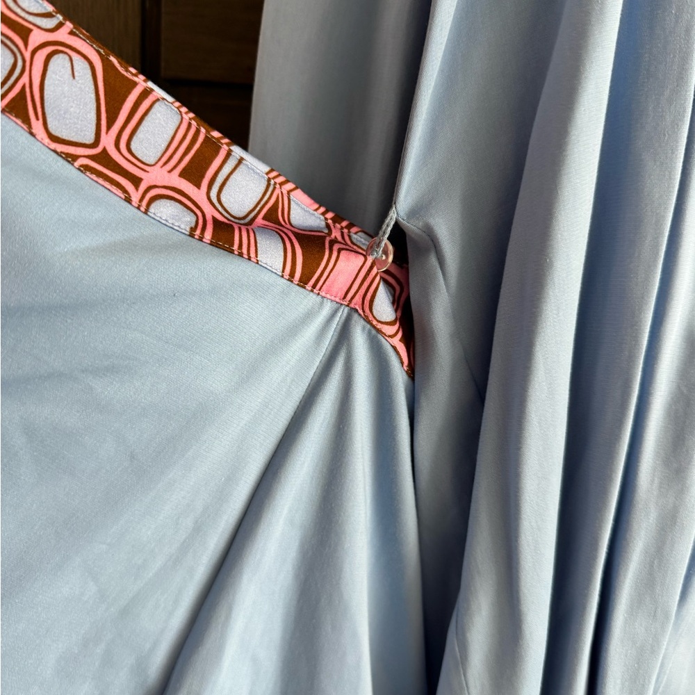Alexis Light Blue Dress Shirt with Patterned Skirt - Picture 6 of 14